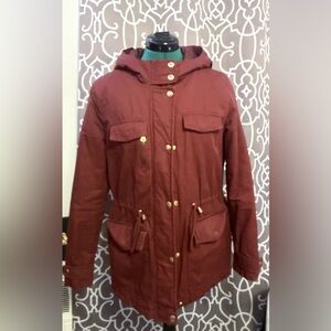 Charlotte Russe Maroon Utility Jacket with Hood